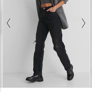 NAKD Organic Destroyed Straight Fit High Waist Jeans